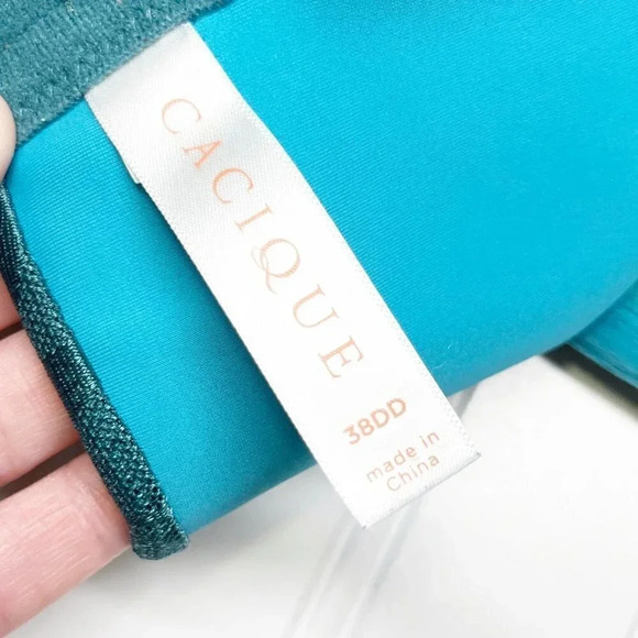 Cacique - Lane Bryant Teal Green Blue Lightly Lined Balconette Bra Women's 38DD - Picture 4 of 5